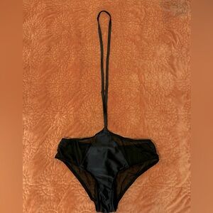 Black Mesh Panel Underwear with Neck Strap